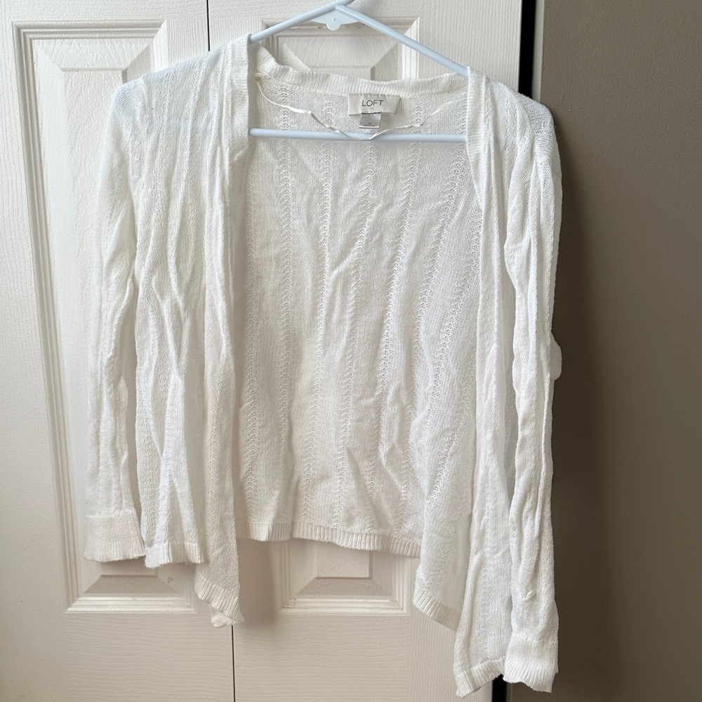 LOFT Factory Ivory Textured Knit Cardigan